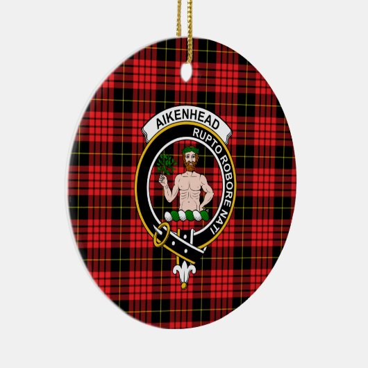 Scottish Clan Aikenhead Tartan en Crest Keramisch Ornament (Rechts)