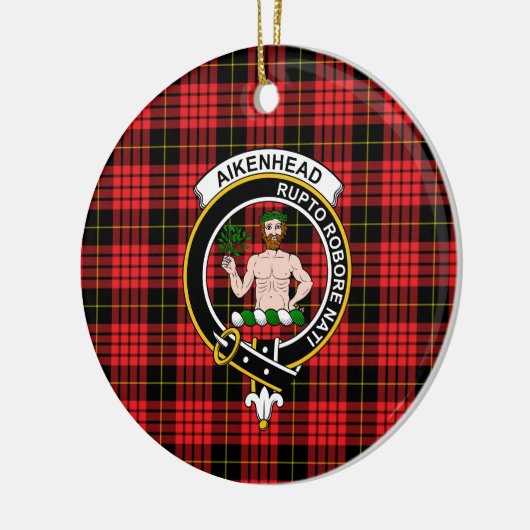 Scottish Clan Aikenhead Tartan en Crest Keramisch Ornament (Links)