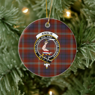 Scottish Clan Ainslie Ancient Tartan en Crest Keramisch Ornament