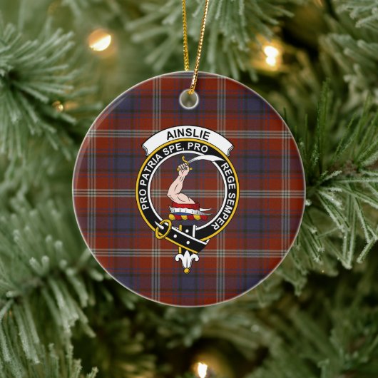 Scottish Clan Ainslie Ancient Tartan en Crest Keramisch Ornament (Boom)