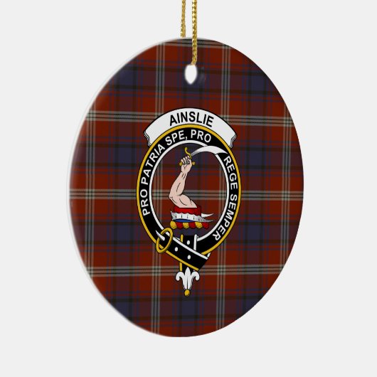 Scottish Clan Ainslie Ancient Tartan en Crest Keramisch Ornament (Rechts)