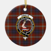 Scottish Clan Ainslie Ancient Tartan en Crest Keramisch Ornament (Voorkant)