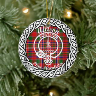 Scottish Clan Allison Tartan en Crest Keramisch Ornament