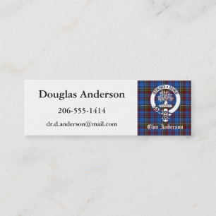 Scottish Clan Anderson Crest & Tartan Mini Visitekaartje