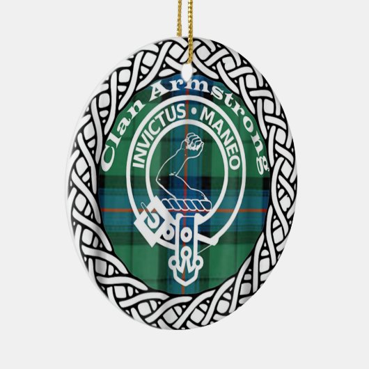 Scottish Clan Armstrong Tartan en Crest Keramisch Ornament (Rechts)
