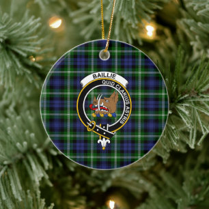 Scottish Clan Baillie Modern Tartan en Crest Keramisch Ornament