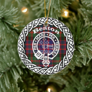 Scottish Clan Beaton Tartan en Crest Keramisch Ornament