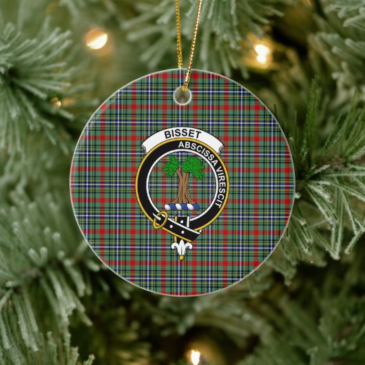 Scottish Clan Bisset Tartan en Crest Keramisch Ornament (Boom)