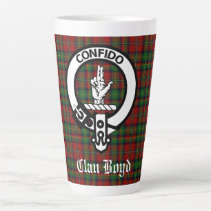 Scottish Clan Boyd Crest Badge & Tartan Latte Mok
