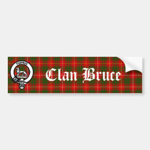 Scottish Clan Bruce Crest Badge en Tartan Bumpersticker