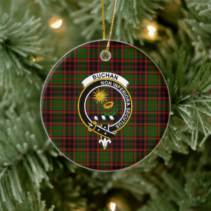 Scottish Clan Buchan Modern Tartan en Crest Keramisch Ornament