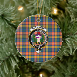 Scottish Clan Buchanan Ancient Tartan en Crest Keramisch Ornament