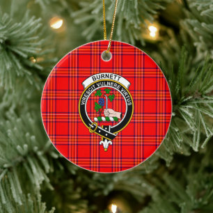 Scottish Clan Burnett Modern Tartan en Crest Keramisch Ornament
