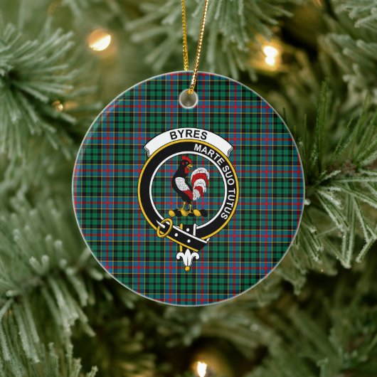 Scottish Clan Byres Tartan en Crest Keramisch Ornament (Boom)