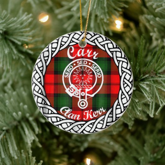 Scottish Clan Carr Tartan en Crest Keramisch Ornament (Boom)