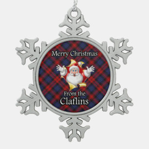 Scottish Clan Claflin MacLachlan Kerstmis Tin Sneeuwvlok Ornament