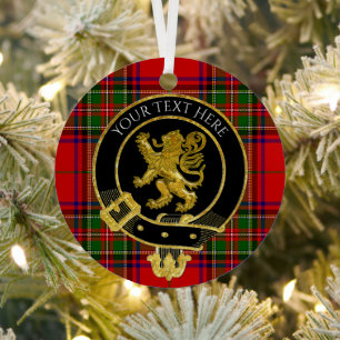 Scottish Clan Crest Lion Tartan Metalen Ornament
