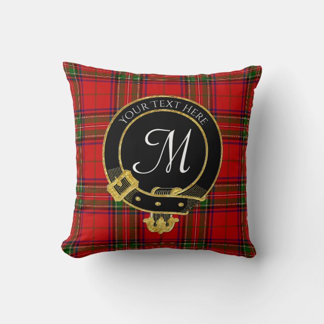 Scottish Clan Crest Tartan Monogram Kussen (Voorkant)