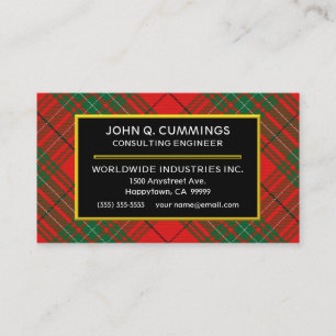 Scottish Clan Cumming Red Tartan Pset Visitekaartje