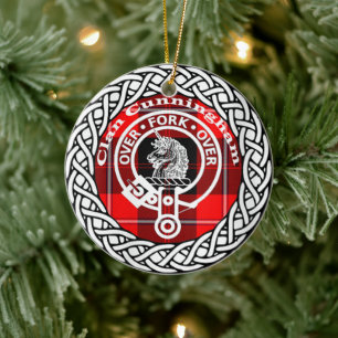 Scottish Clan Cunningham Tartan en Crest Keramisch Ornament