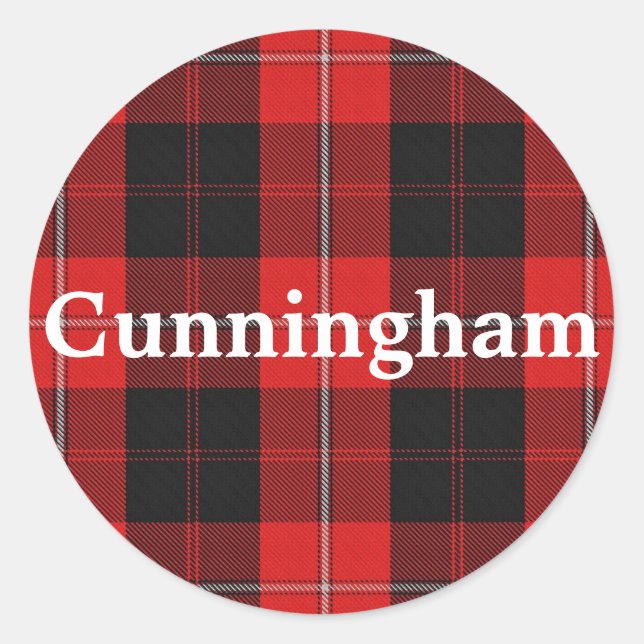 Scottish Clan Cunningham Tartan Pset Ronde Sticker (Voorkant)