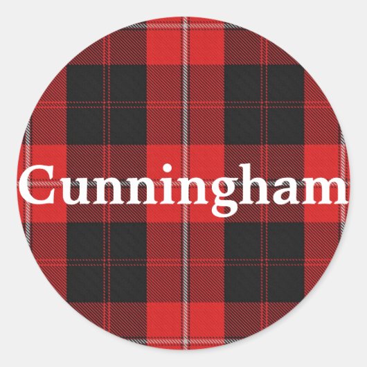 Scottish Clan Cunningham Tartan Pset Ronde Sticker (Voorkant)