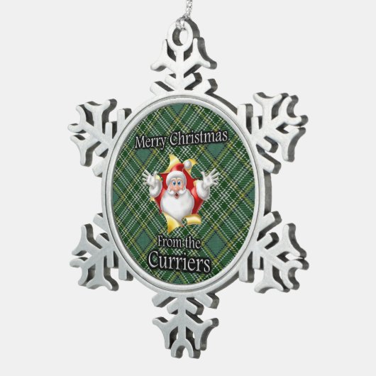 Scottish Clan Currie Currier Tartan Tin Sneeuwvlok Ornament (Rechts)