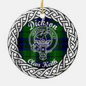 Scottish Clan Dickson Tartan en Crest Keramisch Ornament (Achterkant)