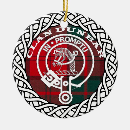 Scottish Clan Dunbar Tartan en Crest Keramisch Ornament (Voorkant)