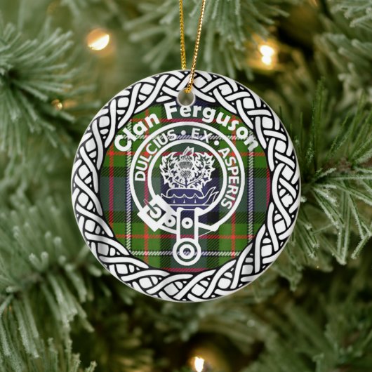 Scottish Clan Ferguson Tartan en Crest Keramisch Ornament (Boom)