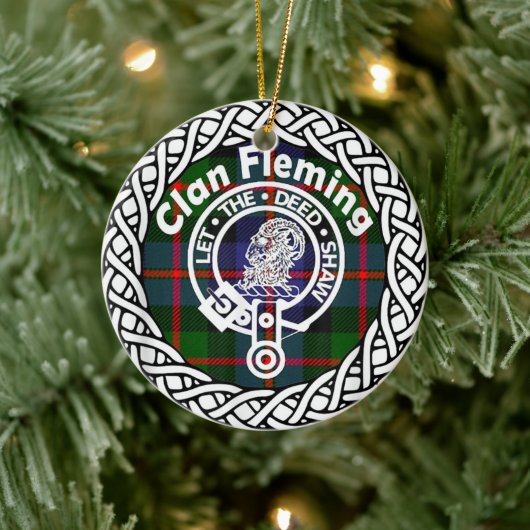 Scottish Clan Fleming Tartan en Crest Keramisch Ornament (Boom)