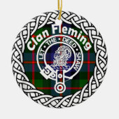 Scottish Clan Fleming Tartan en Crest Keramisch Ornament (Voorkant)