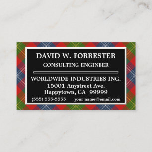 Scottish Clan Forrester Tartan Pset Visitekaartje