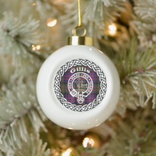 Scottish Clan Gillis Tartan en Crest Keramische Bal Ornament