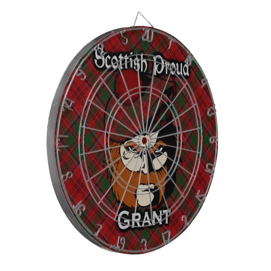 Scottish Clan Grant Tartan Dartboard Dartbord (Voorkant Links)