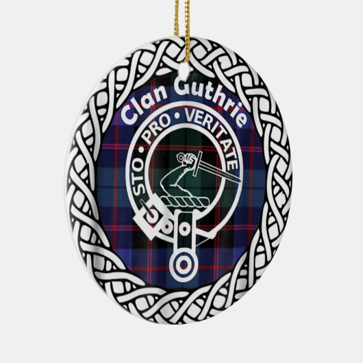 Scottish Clan Guthrie Tartan en Crest Keramisch Ornament (Rechts)