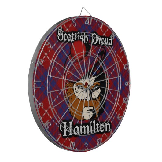 Scottish Clan Hamilton Tartan Dartboard Dartbord (Voorkant Links)