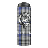 Scottish Clan Hannay Crest Badge en Tartan Custom Thermosbeker (Voorkant)