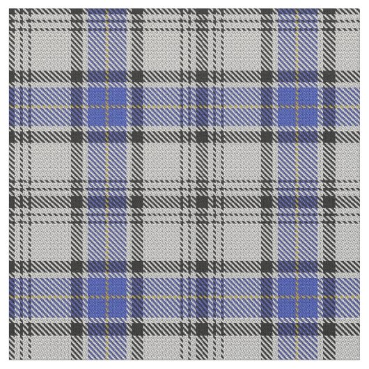 Scottish Clan Hannay White Blue Tartan Fabric Stof (Close Up)