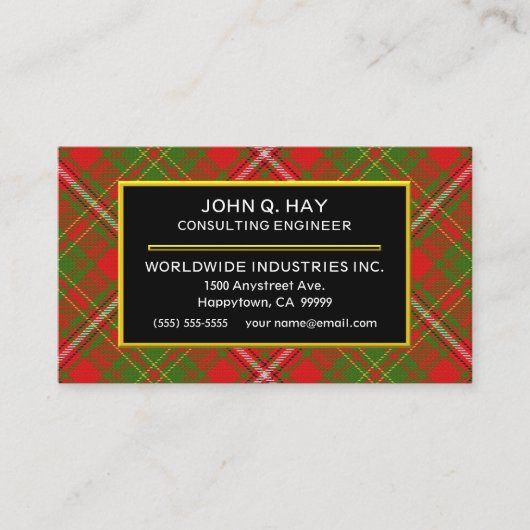 Scottish Clan Hay Tartan Pset Visitekaartje (Voorkant)