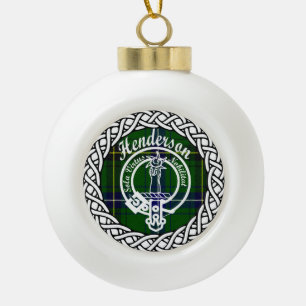 Scottish Clan Henderson Tartan en Crest Keramische Bal Ornament
