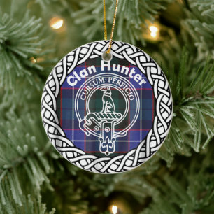 Scottish Clan Hunter Tartan en Crest Keramisch Ornament
