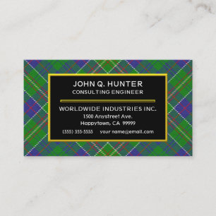 Scottish Clan Hunter Tartan Plaid Visitekaartje