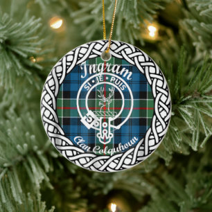 Scottish Clan Ingram Tartan en Crest Keramisch Ornament