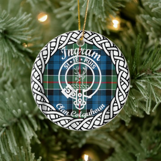 Scottish Clan Ingram Tartan en Crest Keramisch Ornament (Boom)