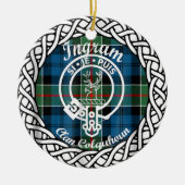 Scottish Clan Ingram Tartan en Crest Keramisch Ornament (Voorkant)