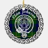 Scottish Clan Johnson Tartan en Crest Keramisch Ornament (Achterkant)