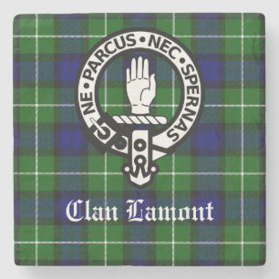Scottish Clan Lamont Crest Badge en Tartan Stenen Onderzetter