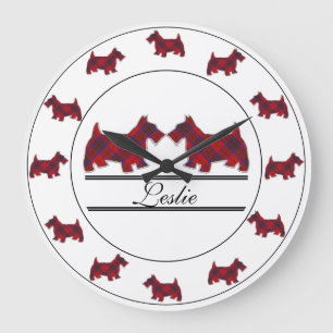 Scottish Clan Leslie Red Tartan Scottie Dogs Grote Klok