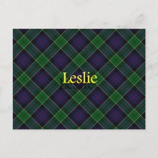 Scottish Clan Leslie Tartan Briefkaart (Voorkant)